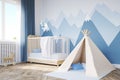 Close up of baby`s room, tent and mountain Royalty Free Stock Photo